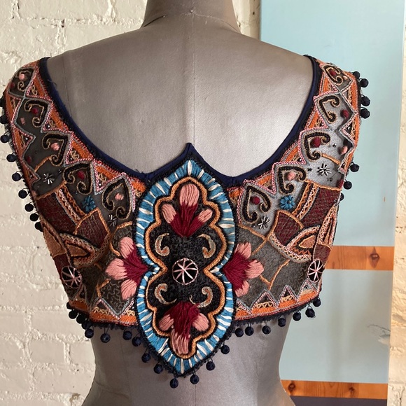 Vintage Tops - Vintage Antique handmade cropped bolero vest top